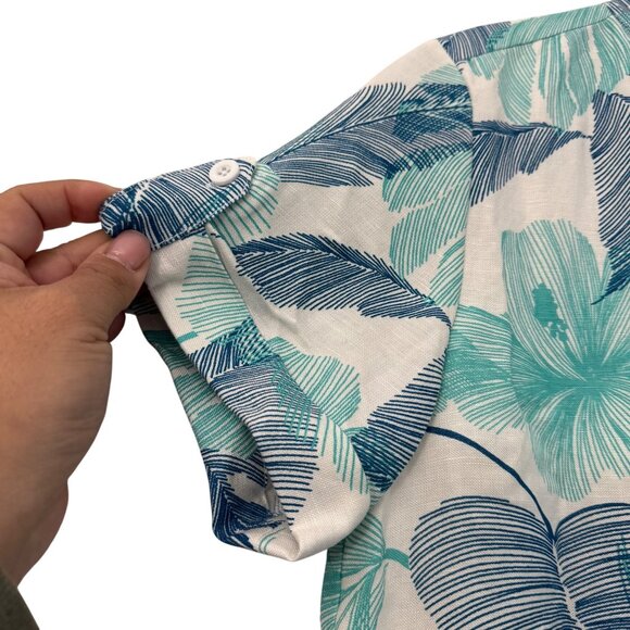 Tori Richard Honolulu Blue Floral Hawaiian Linen Blend Shirt Dress Womens Small - Picture 4 of 7